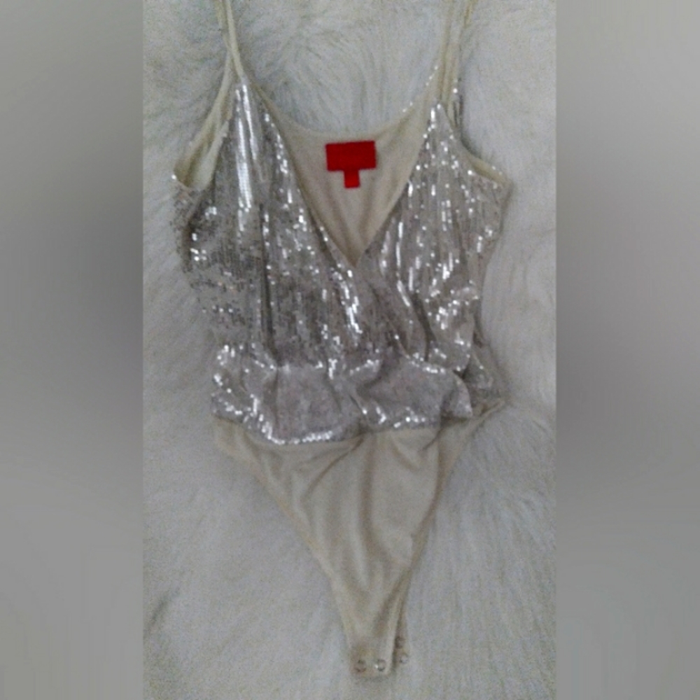 Jennifer Lopez Glitter/Glitzy Bodysuit with adjustable Spaghetti Straps